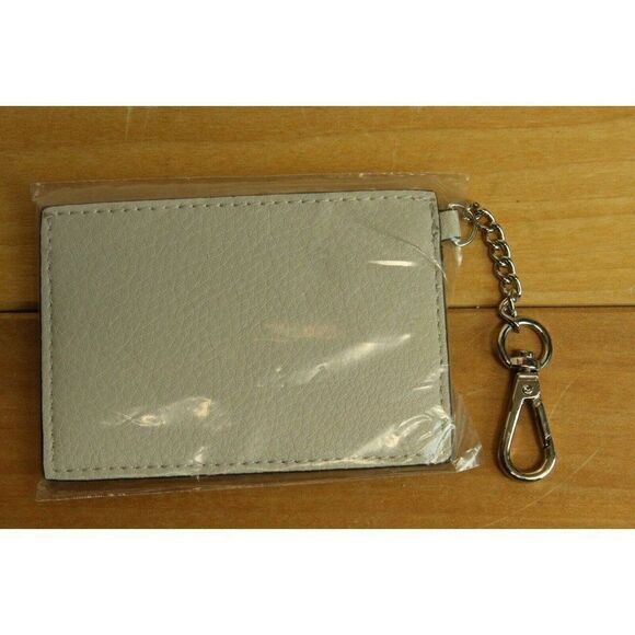 Anne Klein Cardcase Cardholder Clip On Wallet Faux Leather Ivory Stone NEW - Picture 1 of 2